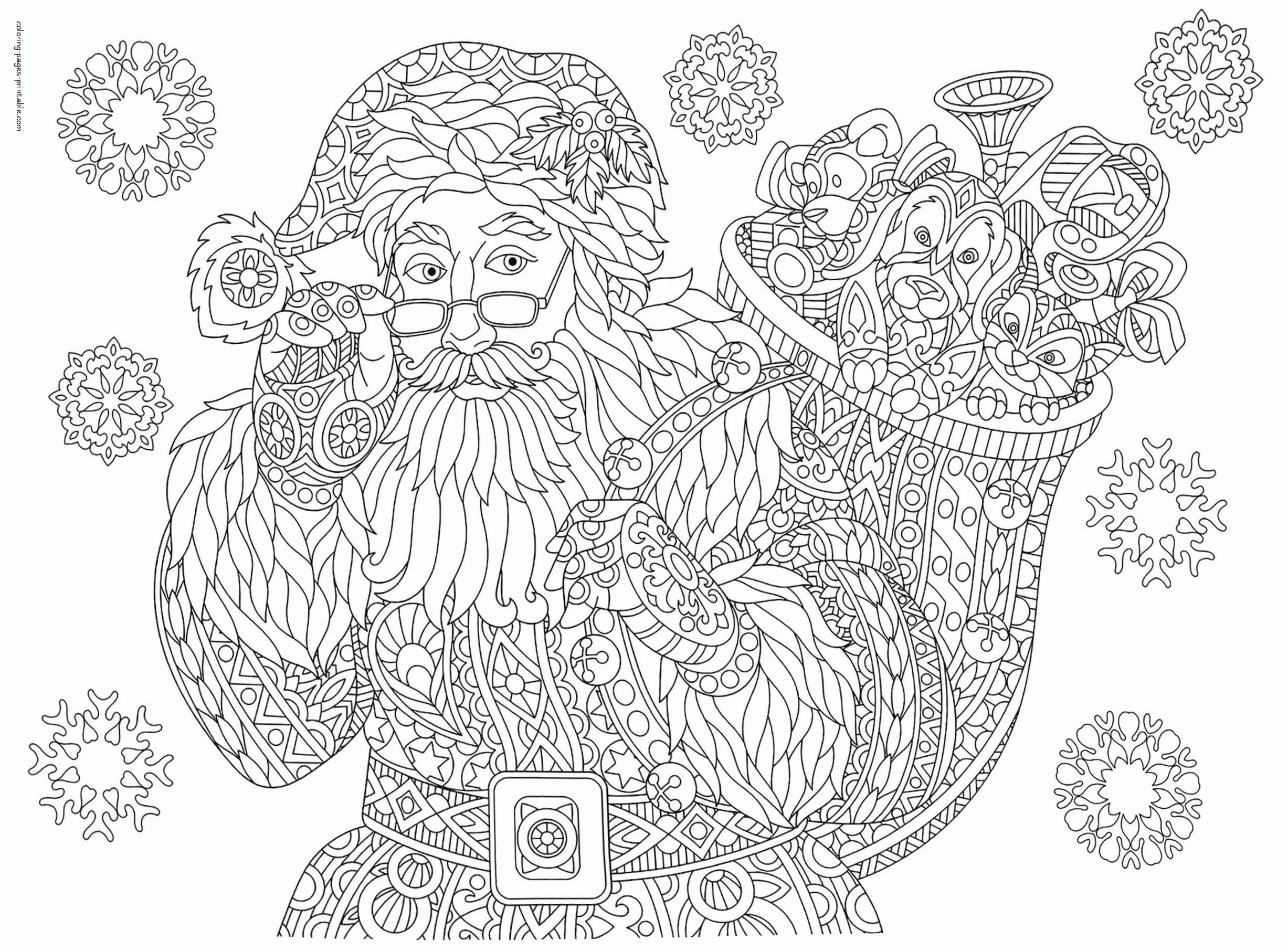 55 Printable Hard Christmas Coloring 13