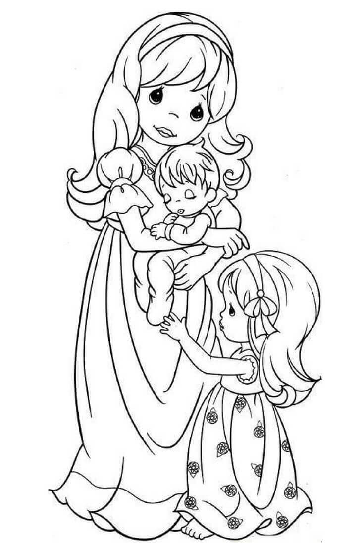 90 Mom And Daughter Colouring Pages 75