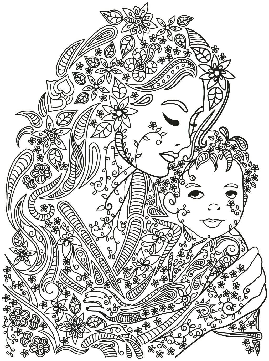 90 Mom And Daughter Colouring Pages 76